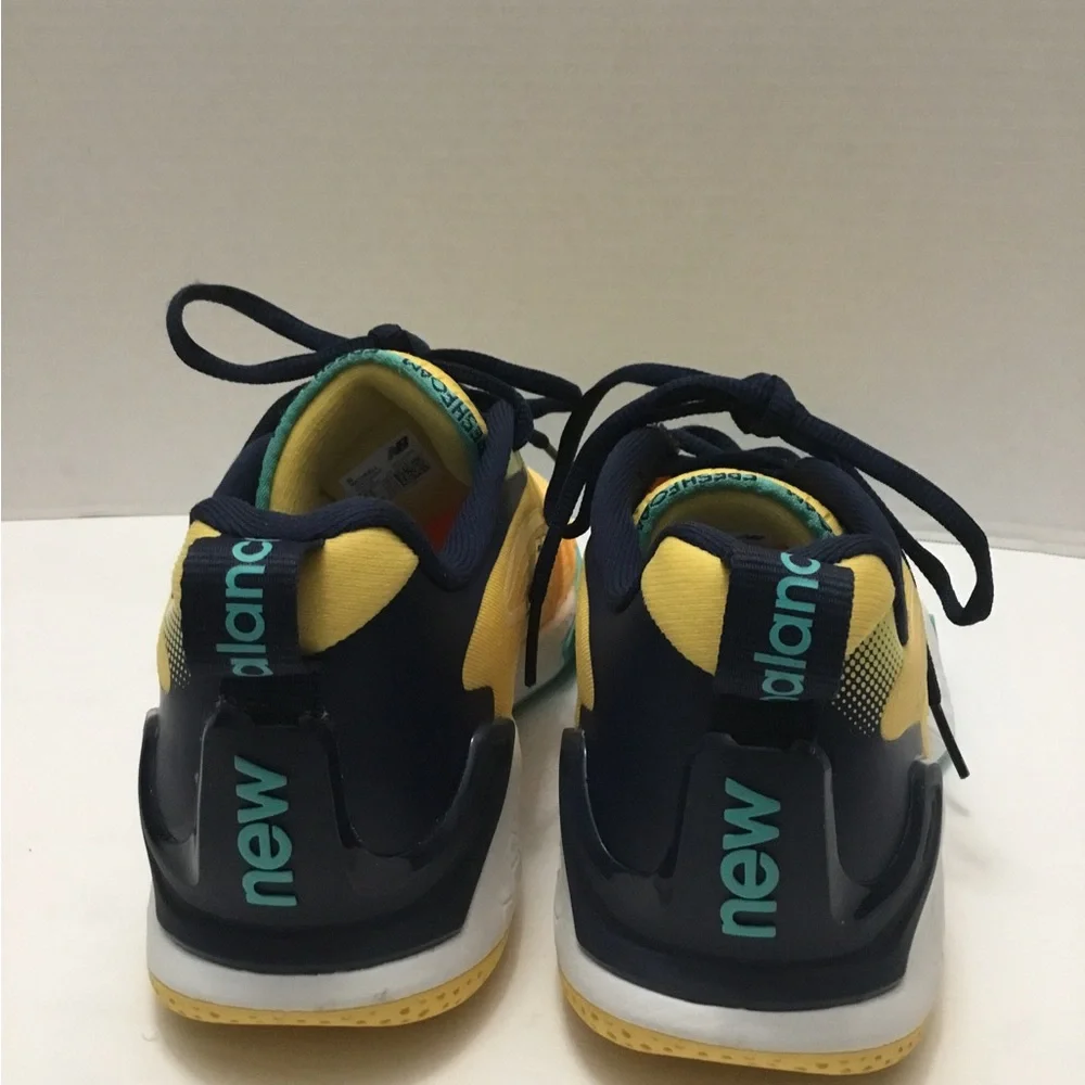 New Balance Yellow and Teal Sneakers with Navy Laces